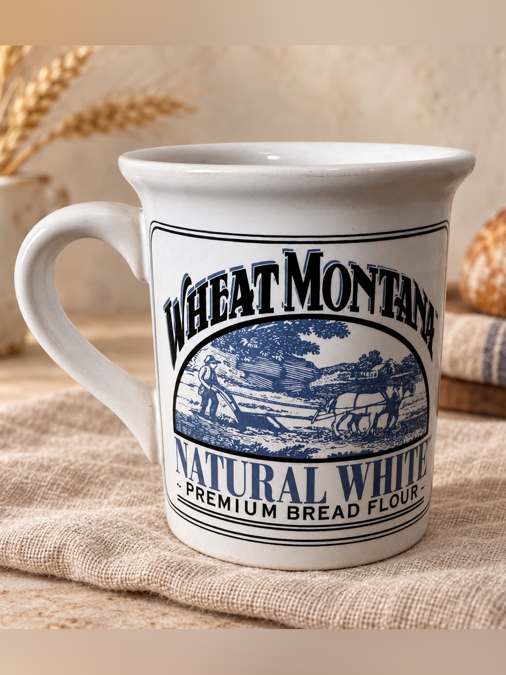 Wheat Montana Natural White Bread Flour Porcelain Mug 16 oz